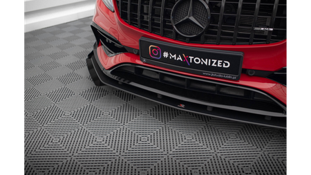 Street Pro Front Splitter + Flaps Mercedes-Benz A 45 AMG Aero W176 Facelift Black-Red + Gloss Flaps