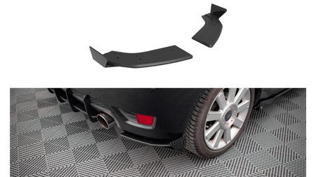 Street Pro Rear Side Splitters + Flaps Ford Fiesta ST Mk6 Black + Gloss Flaps