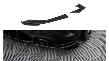 Street Pro Rear Side Splitters + Flaps Mercedes-AMG A35 Hatchback W177 Black + Gloss Flaps