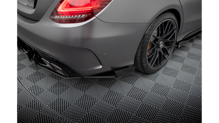 Street Pro Rear Side Splitters + Flaps Mercedes-AMG C63 Sedan / Estate W205 Facelift Black + Gloss Flaps