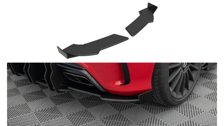 Street Pro Rear Side Splitters + Flaps Mercedes-Benz A 45 AMG W176 Facelift Black-Red + Gloss Flaps
