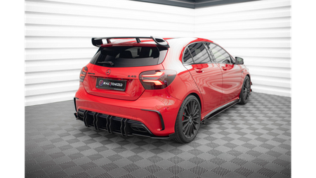 Street Pro Rear Side Splitters + Flaps Mercedes-Benz A 45 AMG W176 Facelift Black-Red + Gloss Flaps