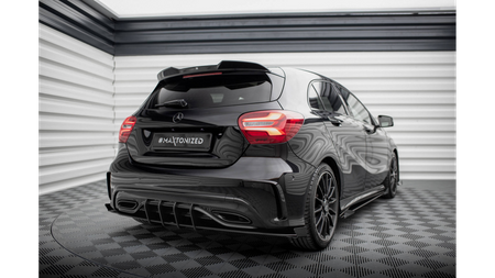 Street Pro Rear Side Splitters + Flaps Mercedes-Benz A AMG-Line W176 Facelift Red + Gloss Flaps