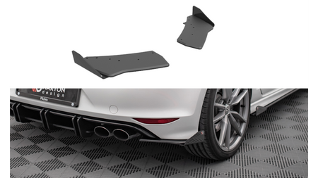 Street Pro Rear Side Splitters + Flaps Volkswagen Golf R Mk7 Black + Gloss Flaps