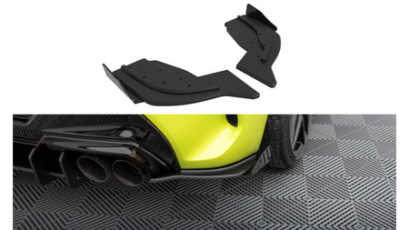 Street Pro Rear Side Splitters V.2 + Flaps V.2 BMW 1 F40 M-Pack / M135i Black-Red + Gloss Flaps