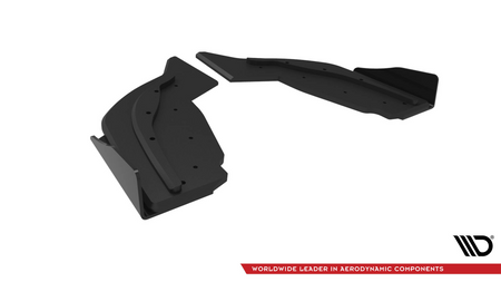 Street Pro Rear Side Splitters V.2 + Flaps V.2 BMW 1 F40 M-Pack / M135i Black-Red + Gloss Flaps