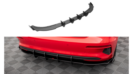 Street Pro Rear Valance + Flaps Audi A3 Sportback 8Y Black-Red + Gloss Flaps