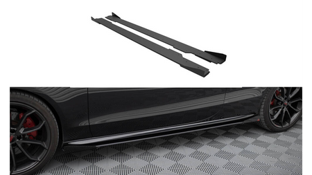 Street Pro Side Skirts Diffusers + Flaps Audi A5 / A5 S-Line / S5 Coupe / Cabrio 8T / 8T Facelift Black + Gloss Flaps