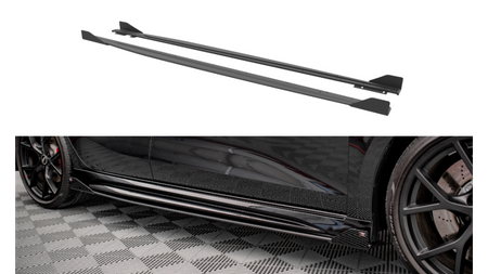 Street Pro Side Skirts Diffusers + Flaps Audi RS3 Sportback 8Y Black + Gloss Flaps