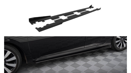 Street Pro Side Skirts Diffusers + Flaps Honda Civic Mk10 Black-Red + Gloss Flaps