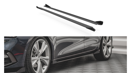 Street Pro Side Skirts Diffusers + Flaps Seat Leon FR Mk4 Black-Red + Gloss Flaps