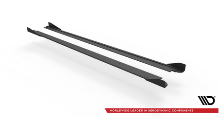 Street Pro Side Skirts Diffusers + Flaps Seat Leon FR Mk4 Black-Red + Gloss Flaps