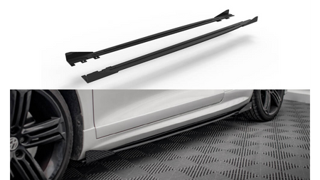 Street Pro Side Skirts Diffusers + Flaps Volkswagen Scirocco R Mk3 Black + Gloss Flaps