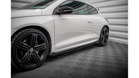 Street Pro Side Skirts Diffusers + Flaps Volkswagen Scirocco R Mk3 Black + Gloss Flaps