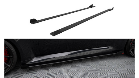 Street Pro Side Skirts Diffusers V.1 + Flaps BMW M2 G87 Black + Gloss Flaps