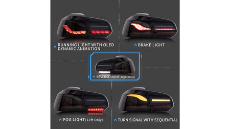 Tail Lights Dynamic LED Smoke suitable for VW GOLF VI 2008-2013