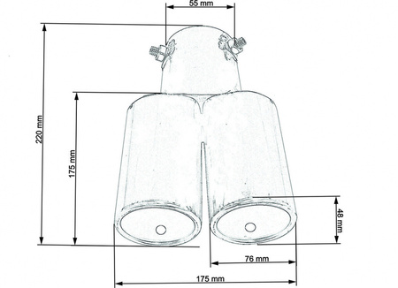 Podwójna końcówka tłumika 85x67mm wejście 55mm