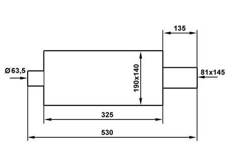Rear Muffler 81x145mm inlet 63,5mm