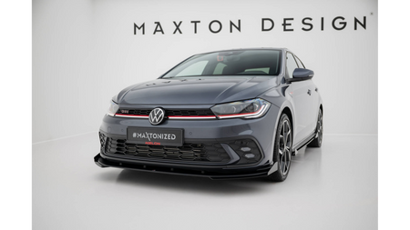 Splitter Volkswagen Polo GTI Mk6 Facelift Przód Street Pro Black-Red + Gloss Flaps