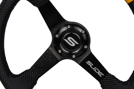 Steering wheel SLIDE 350mm offset:90mm Carbon Yellow Strip