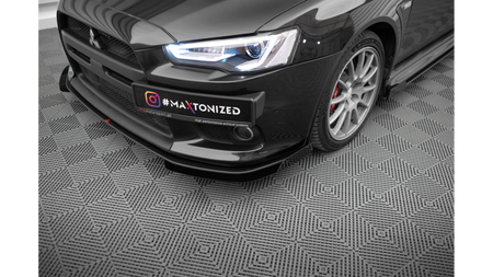 Splitter Mitsubishi Lancer EVO X Przód Street Pro Black-Red + Gloss Flaps