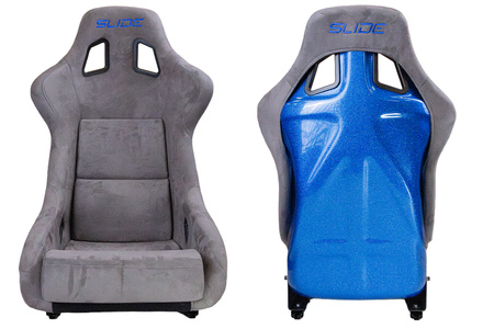 Racing seat SLIDE KS2 Premium Grey Welur & Blue Glitter