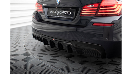 Diffuser BMW 5 F10 M-Pack Rear Valance v.2 Version with double exhaust on one side Gloss Black