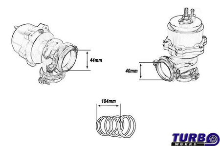 Wastegate zewnętrzny TurboWorks 44mm 1.0 Bar V-Band Czarny