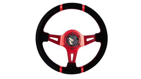 Steering wheel SLIDE 350mm offset:90mm Suede Red