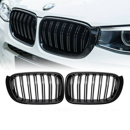 Grill BMW X3 F25 X4 F26 Facelift podwójne żeberka Gloss Black