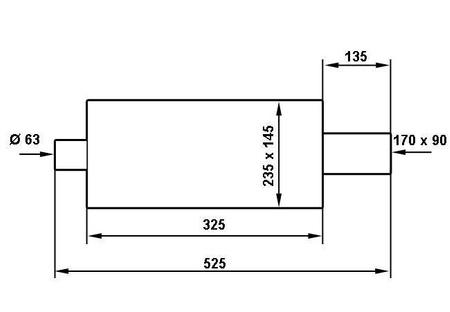 Rear Muffler TurboWorks 90x170mm inlet 63,5mm