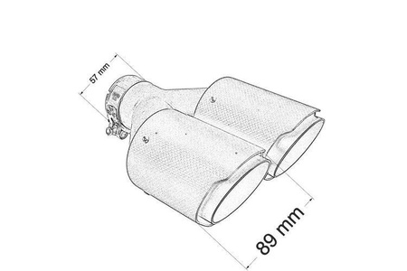 Exhaust Tip 89mmx2 enter 57mm Right Carbon Gloss