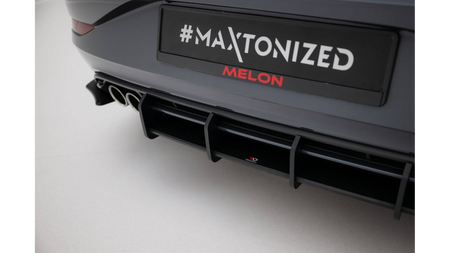 Dyfuzor Volkswagen Polo GTI Mk6 Facelift Tył Street Pro Black-Red + Gloss Flaps
