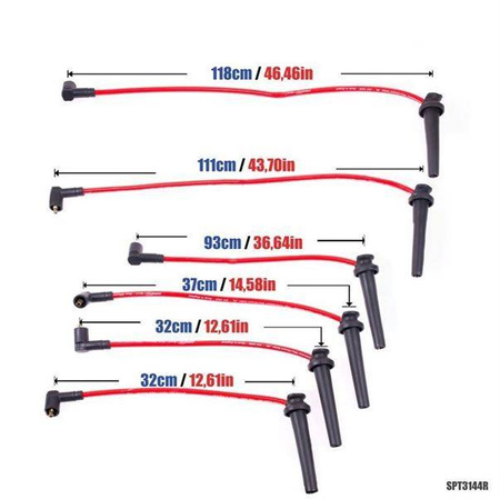 Przewody zapłonowe PowerTEC FORD MONDEO ST220 3.0 V6 02-07 Czerwone