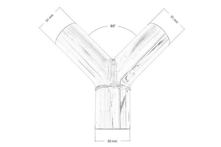 Exhaust tee 90st 51/60mm 304SS