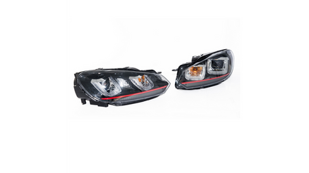 Headlights Halogen Red Black DRL suitable for VW GOLF VI 2009-now