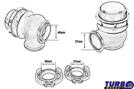 Wastegate zewnętrzny TurboWorks 40mm 0.5 Bar V-Band Czarny