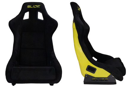 Racing seat SLIDE KS2 Premium Black Welur & Yellow Glitter