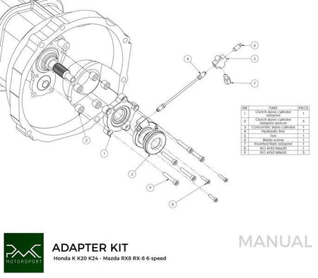 Koło zamachowe do konwersji Honda K K20 K24 - Mazda RX-8 6-biegów - 240mm / 9.45" (F)