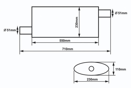 Center Muffler 51mm SLIDE 304SS 550mm