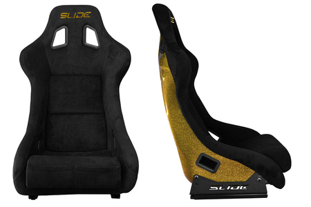 Fotel sportowy SLIDE KS2 Premium Black Welur Gold Glitter