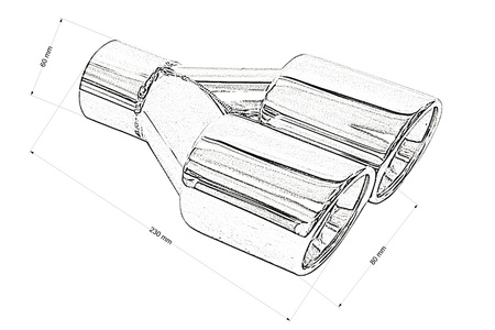 Końcówka Tłumika 80mmx2 wejście 60mm Polerowana
