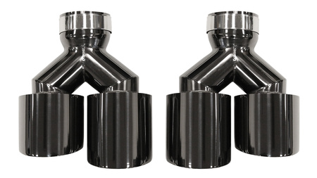 Exhaust Tip 101mmx2 enter 67mm Black Chrome Set