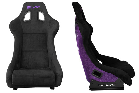 Racing seat SLIDE KS2 Premium Black Suede Purple Glitter