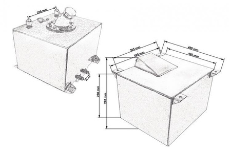 TurboWorks Fuel tank 40L with fuel filler and sensor