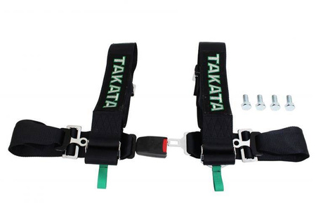 Racing seat belts 4p 3" Black Takata Replica