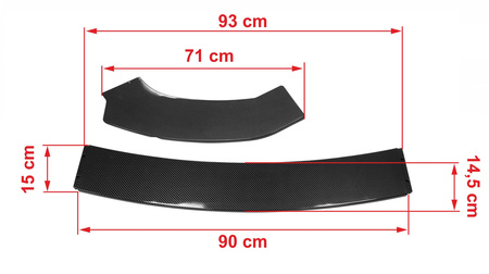 Universal front bumper splitter 3pcs. Carbon Look