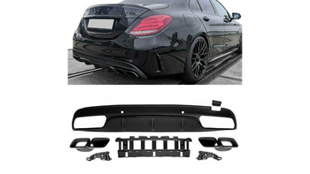 Diffuser Mercedes-Benz C W205 S205 Rear with Pipes