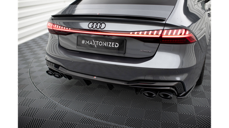 Diffuser Audi A7 C8 Facelift S-Line Rear Valance + Exhaust Ends Imitation Black