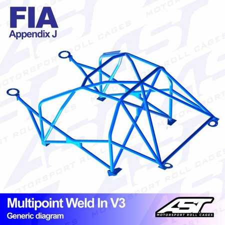 Roll Cage BMW (E46) 3-Series 4-doors Sedan RWD MULTIPOINT WELD IN V3